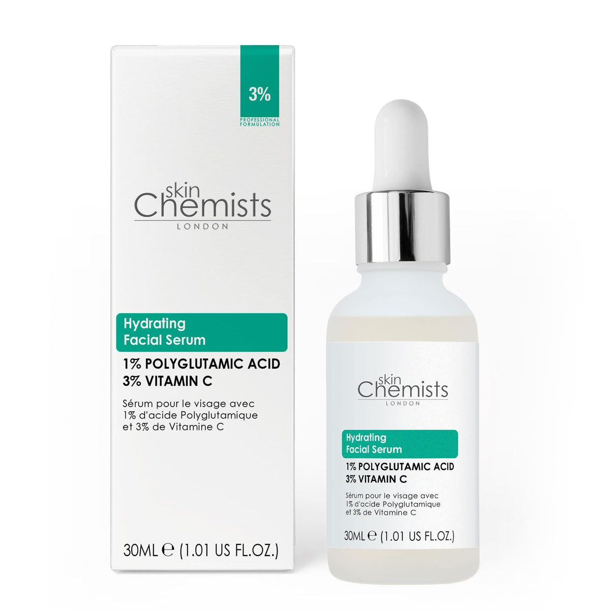 Feuchtigkeitsspendendes Gesichtsserum mit 1 % Polyglutaminsäure und 3 % Vitamin C 30ml