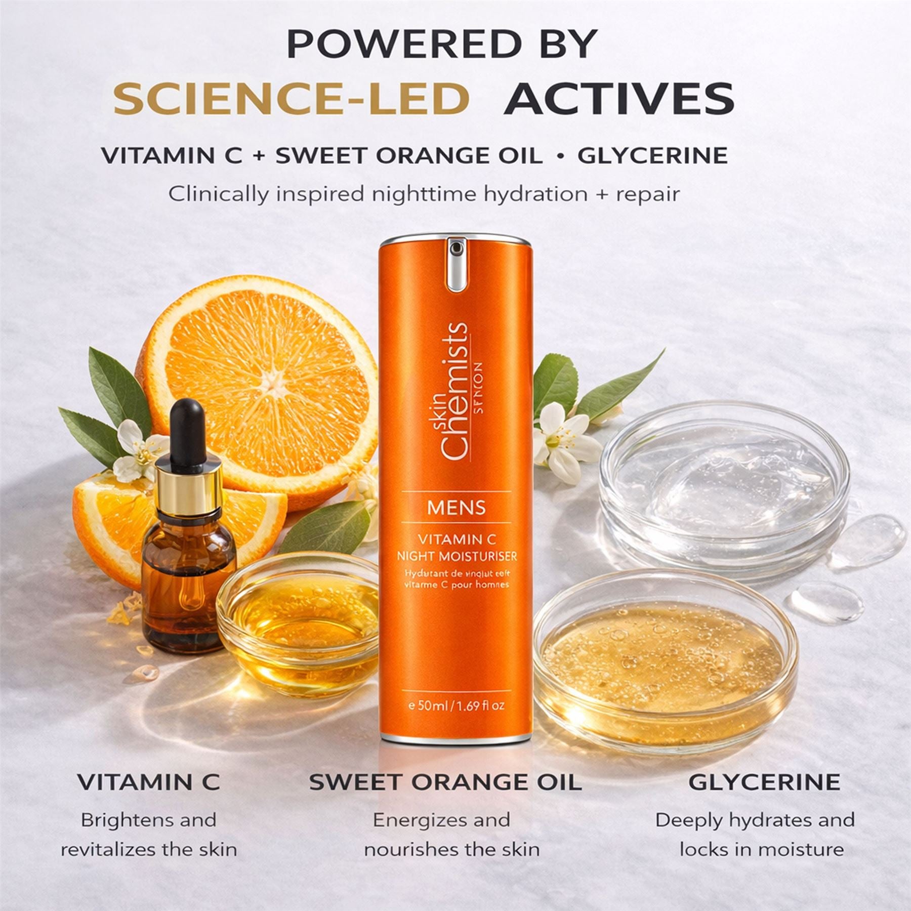 Vitamin-C-Nachtcreme für Männer, 50 ml