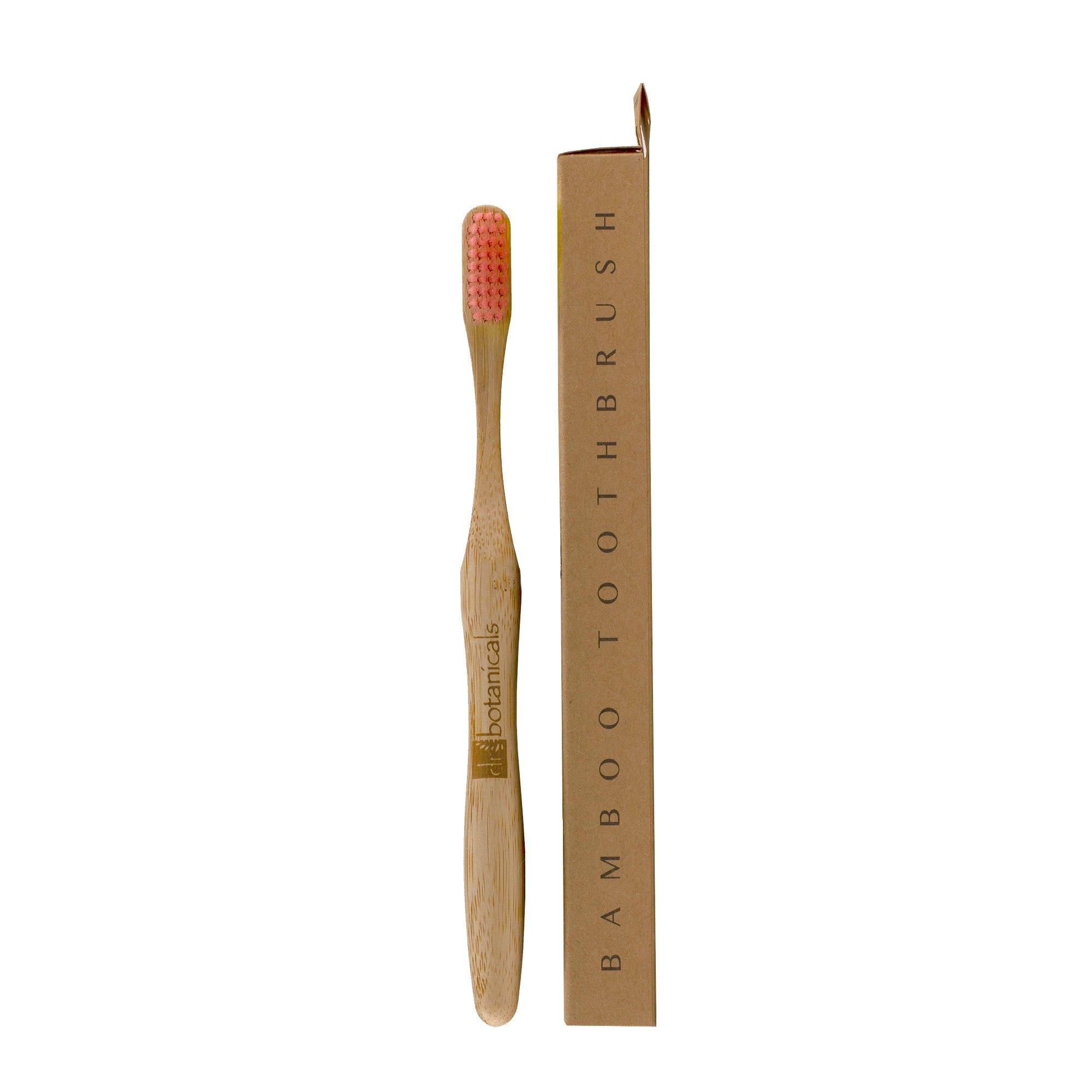 Brosse à dents en bambou rose, lot de 2, offre économique