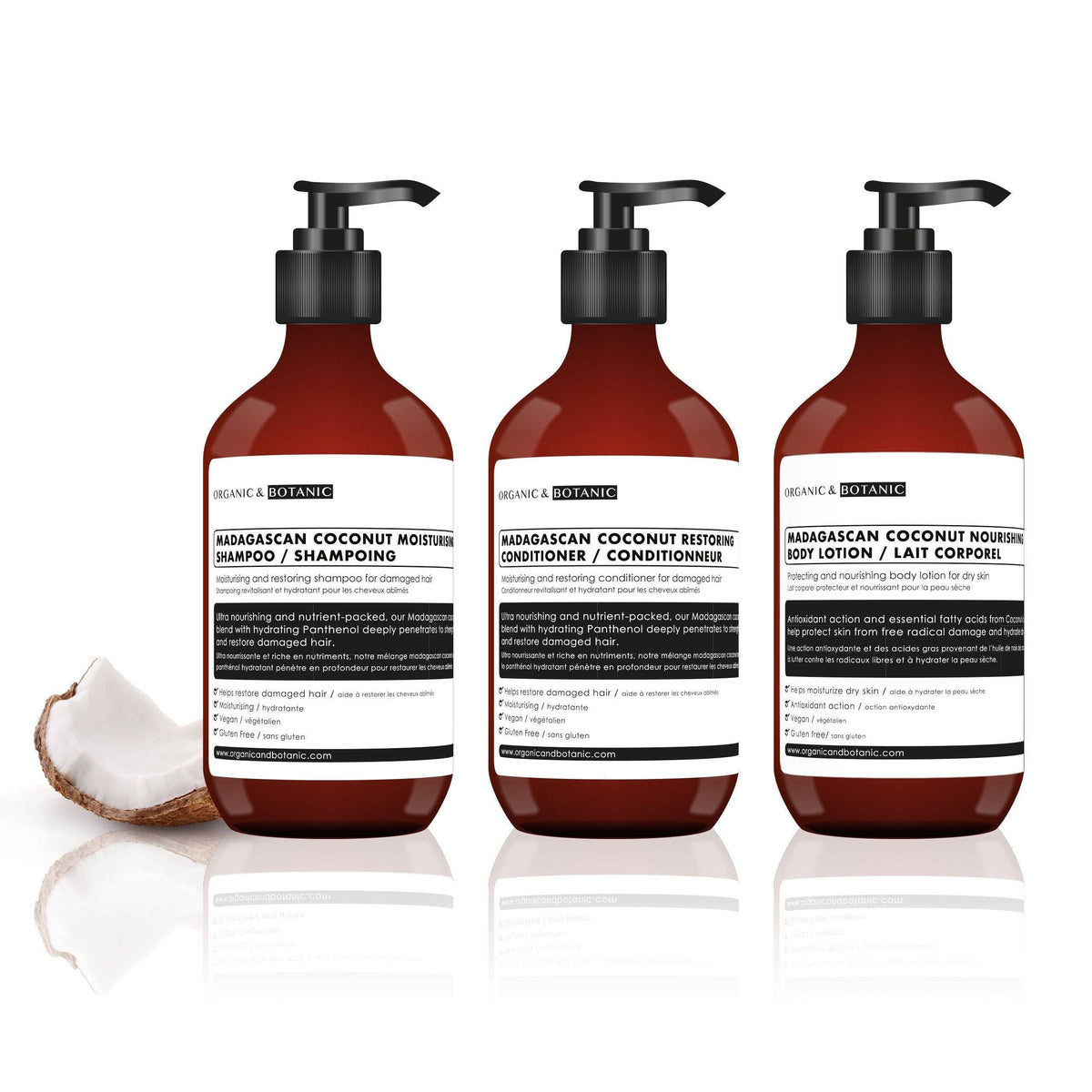 Madagascan Coconut Nourishing Shampoo, Conditioner & Body Lotion Kit - skinChemists