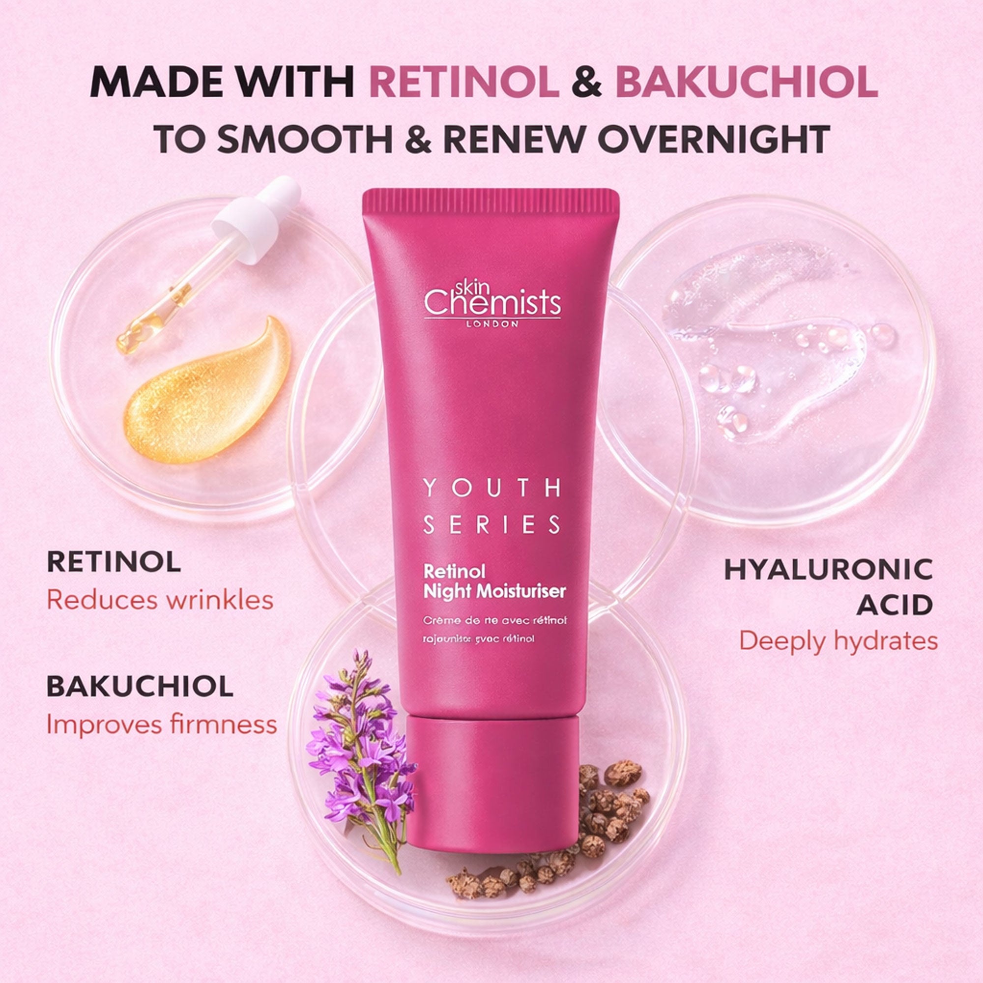 SkinChemists Crème de nuit anti-âge au rétinol et au bakuchiol 50 ml