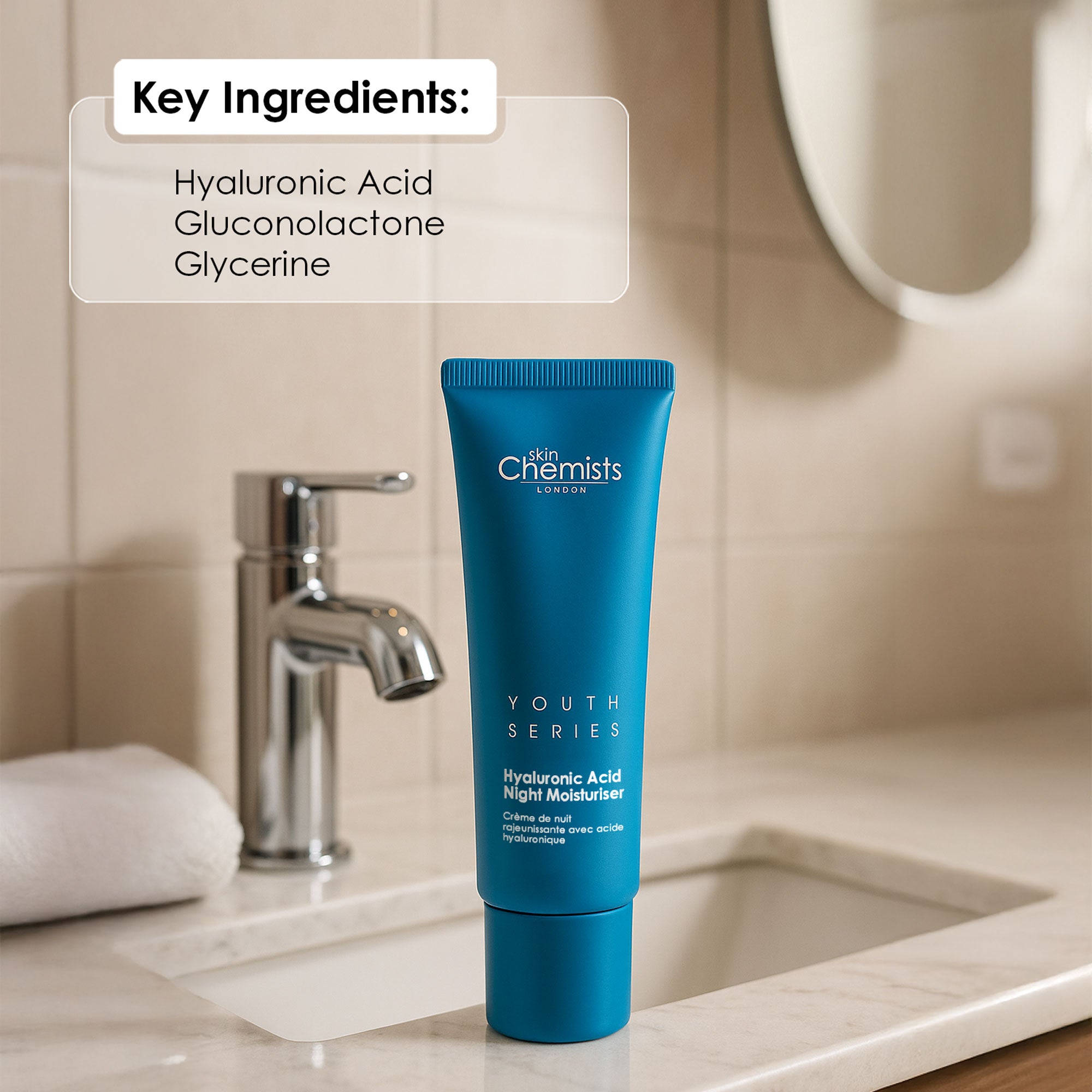Soin de nuit hydratant à l'acide hyaluronique 1 % Youth Series 50 ml
