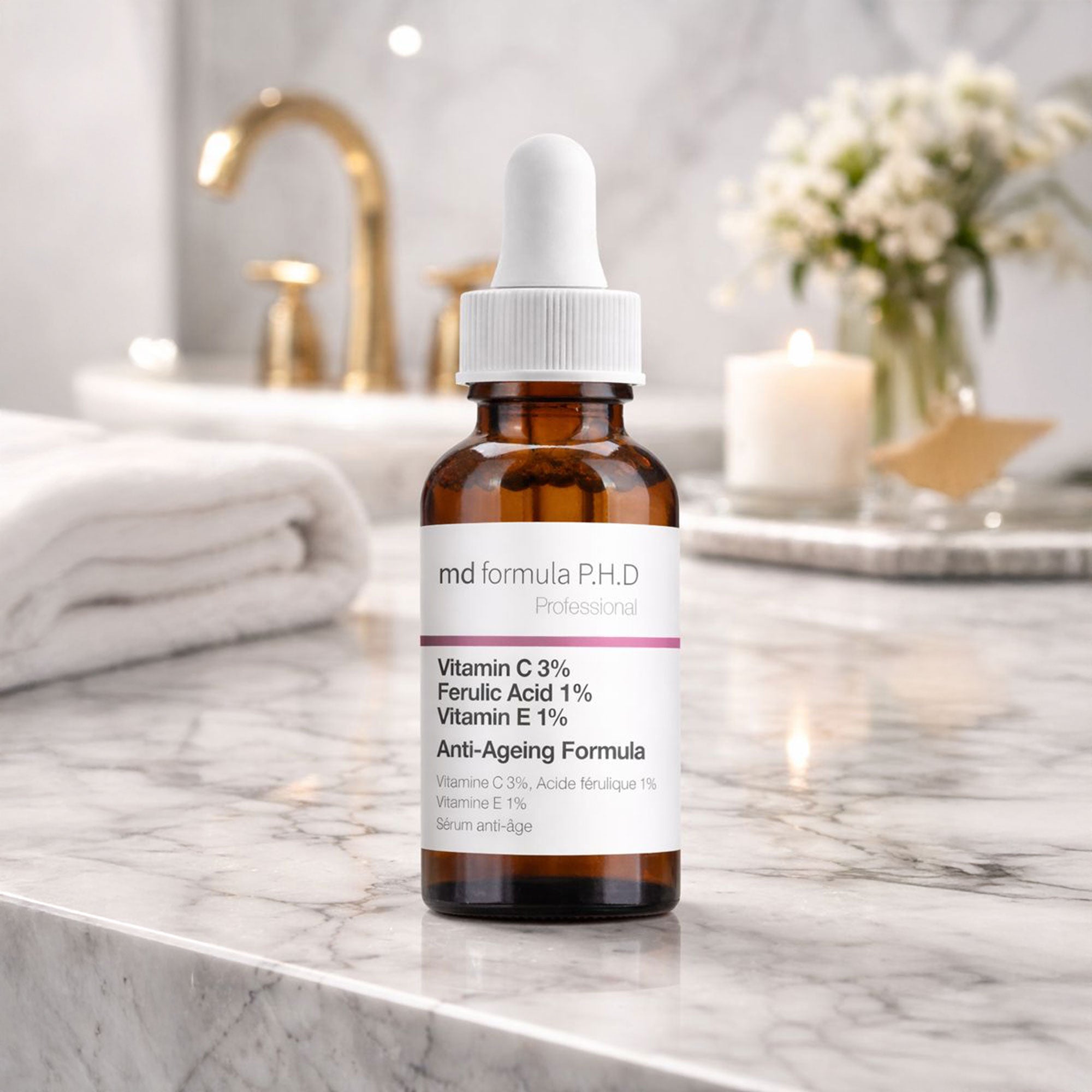 Sérum anti-âge Vitamine C 3 %, Acide férulique 1 %, Vitamine E 1 % 30 ml