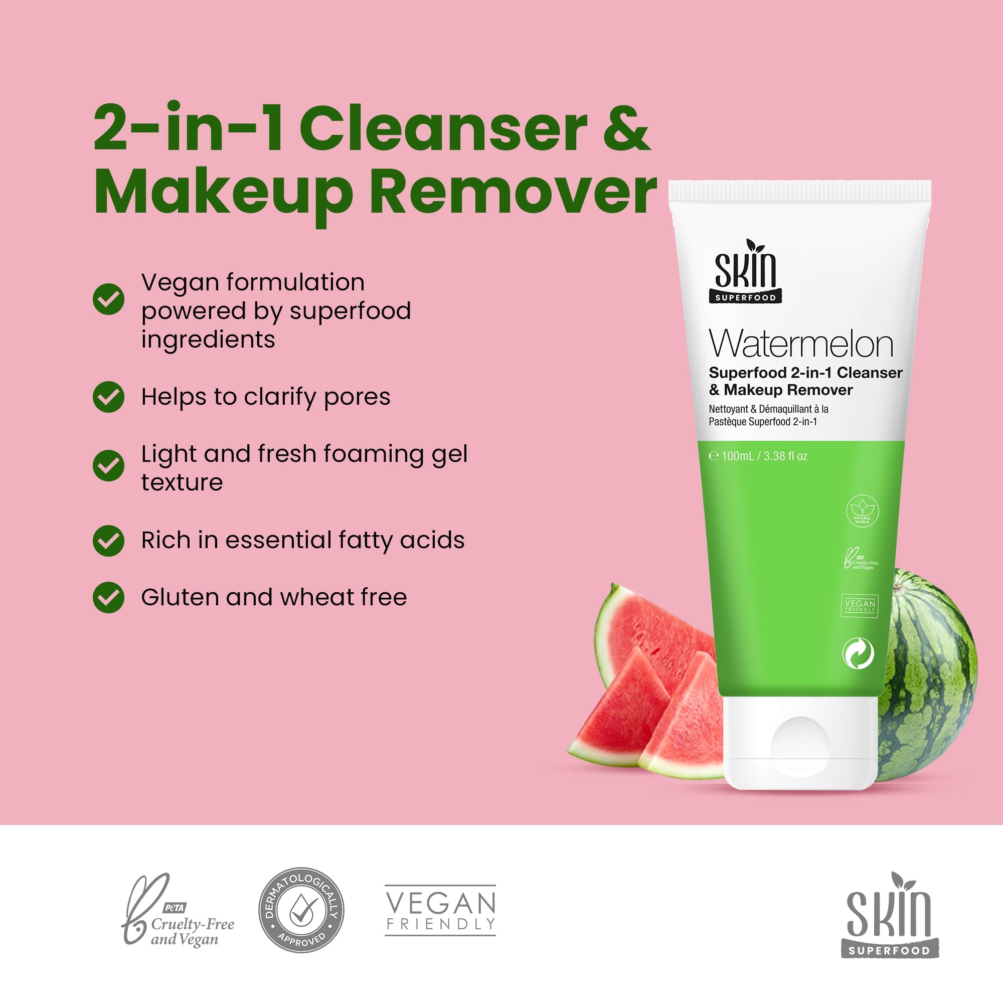 Watermelon Superfood 2-in-1 Cleanser & Makeup Remover 100ml Twin Value Savings Pack