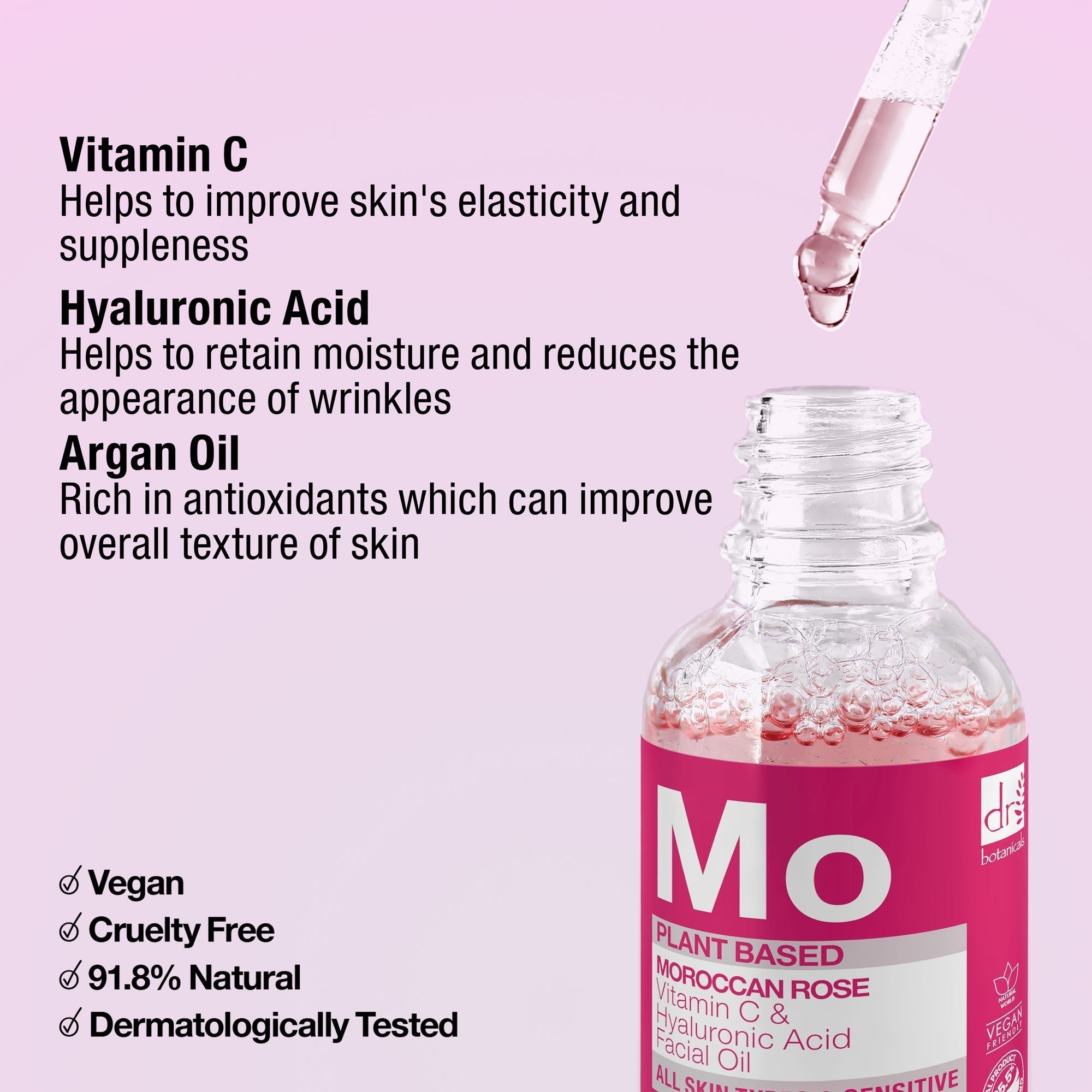 Moroccan Rose Facial Oil with Hyaluronic Acid & Vitamin C 30ml x 2 Duo Pack