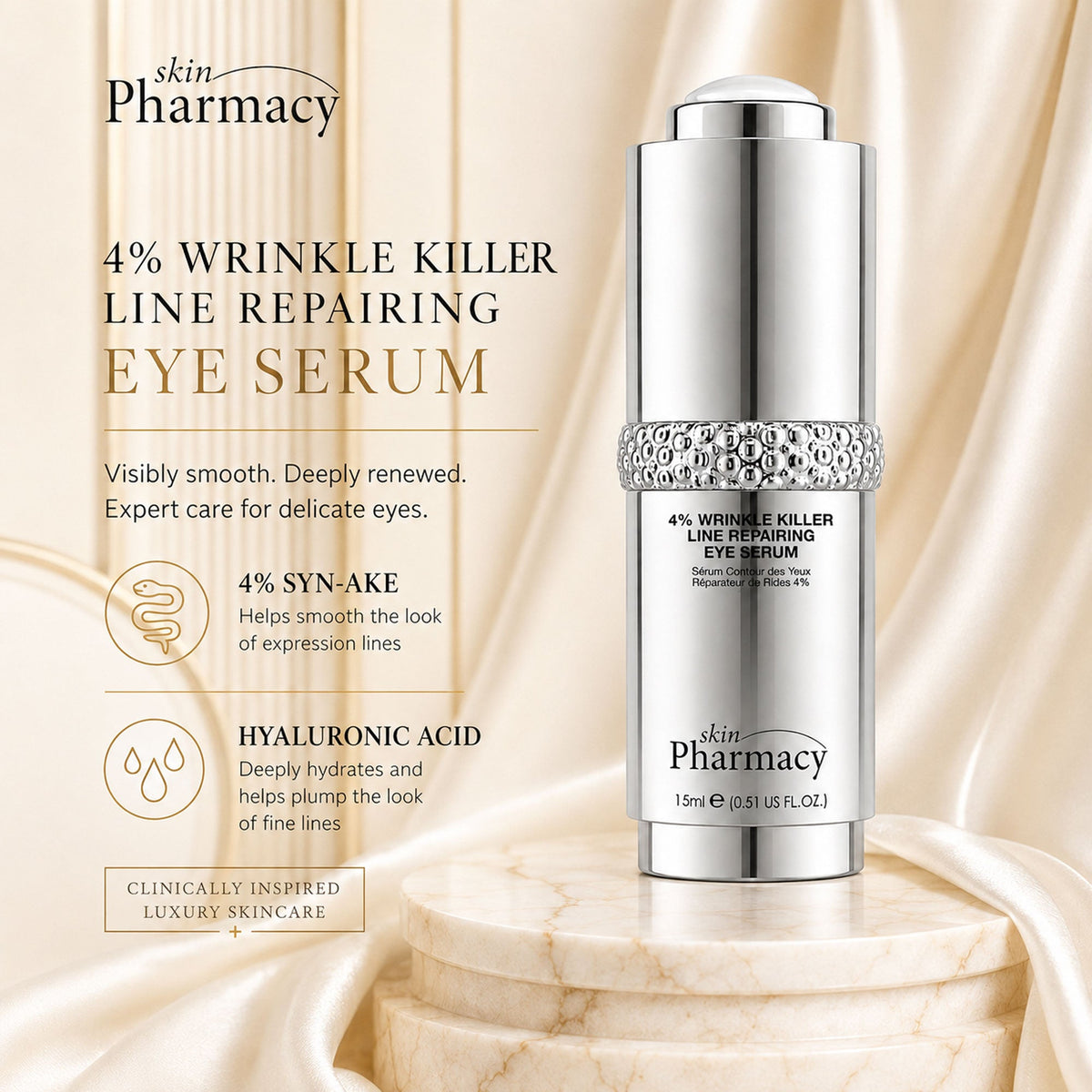 Augenserum mit 4 % zur Faltenminderung und Linienkorrektur, 15 ml