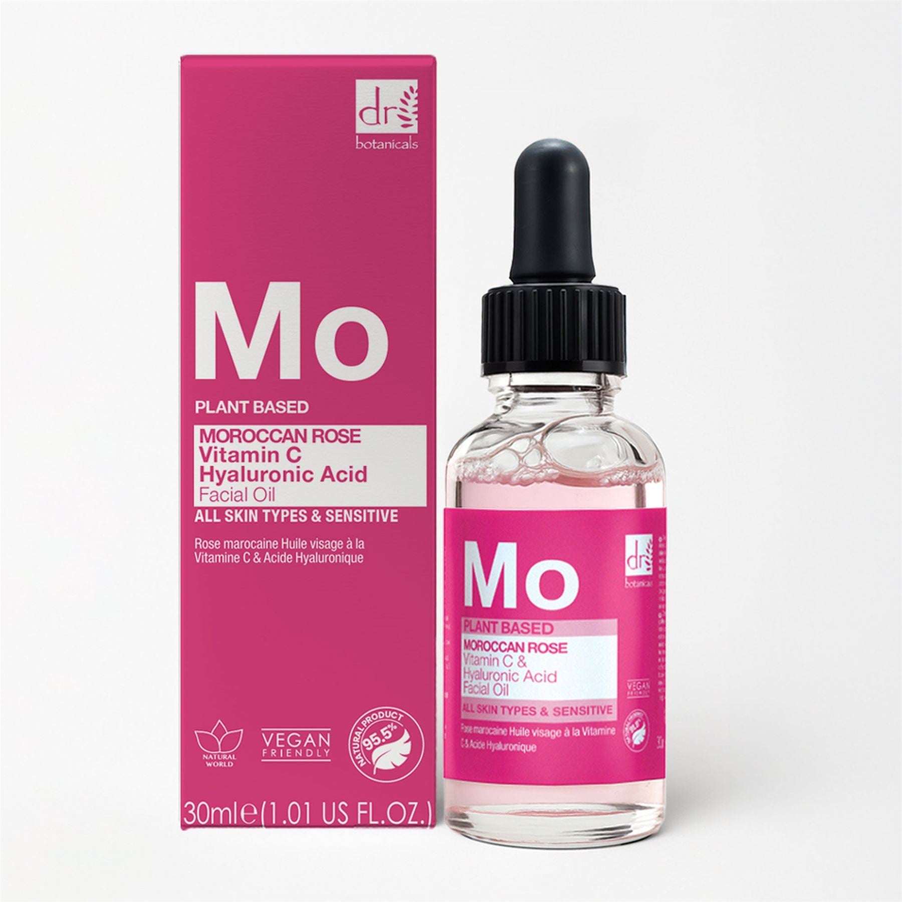 Marokkanisches Rosen-Gesichtsöl mit Hyaluronsäure und Vitamin C, 30 ml