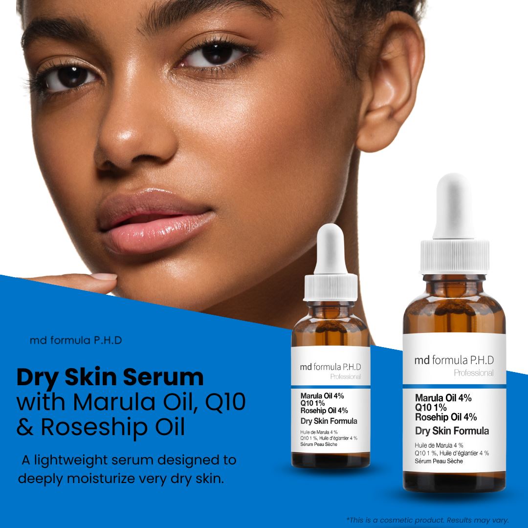 Dry Skin Serum Marula Oil 4%, Q10 1%, Rosehip Oil 4% 30ml Twin Value Savings Pack