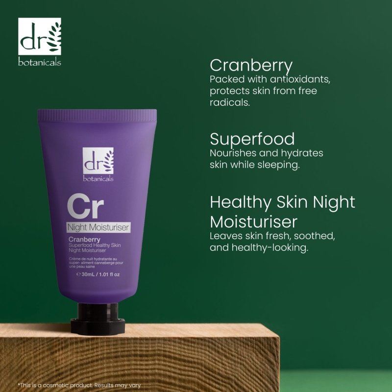 Cranberry Superfood Feuchtigkeitscreme für gesunde Haut, Nachtcreme, 30 ml