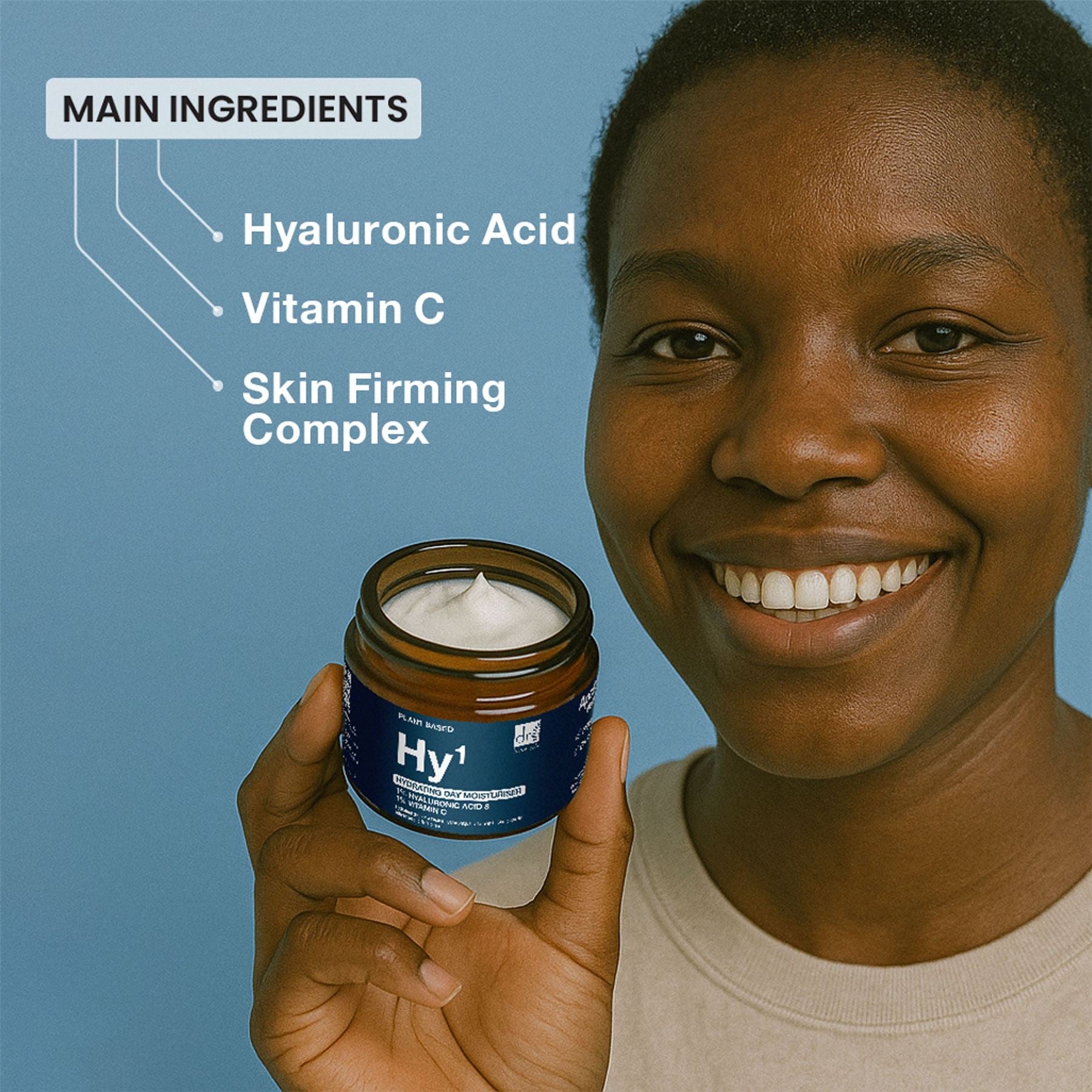 Feuchtigkeitsspendende Tagescreme mit 1 % Hyaluronsäure und 1 % Vitamin C, 60 ml