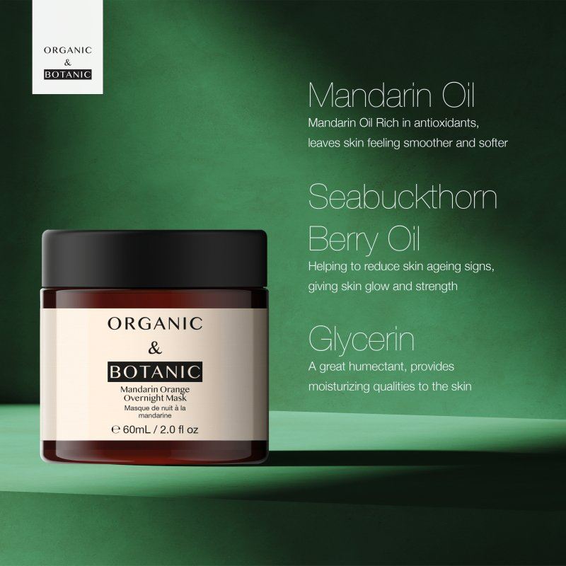 Mandarin Orange Brightening Overnight Mask - 60ml - Revitalizing & Hydrating with Vitamin C & Sea Buckthorn for Radiant, Even-Toned Skin - skinChemists