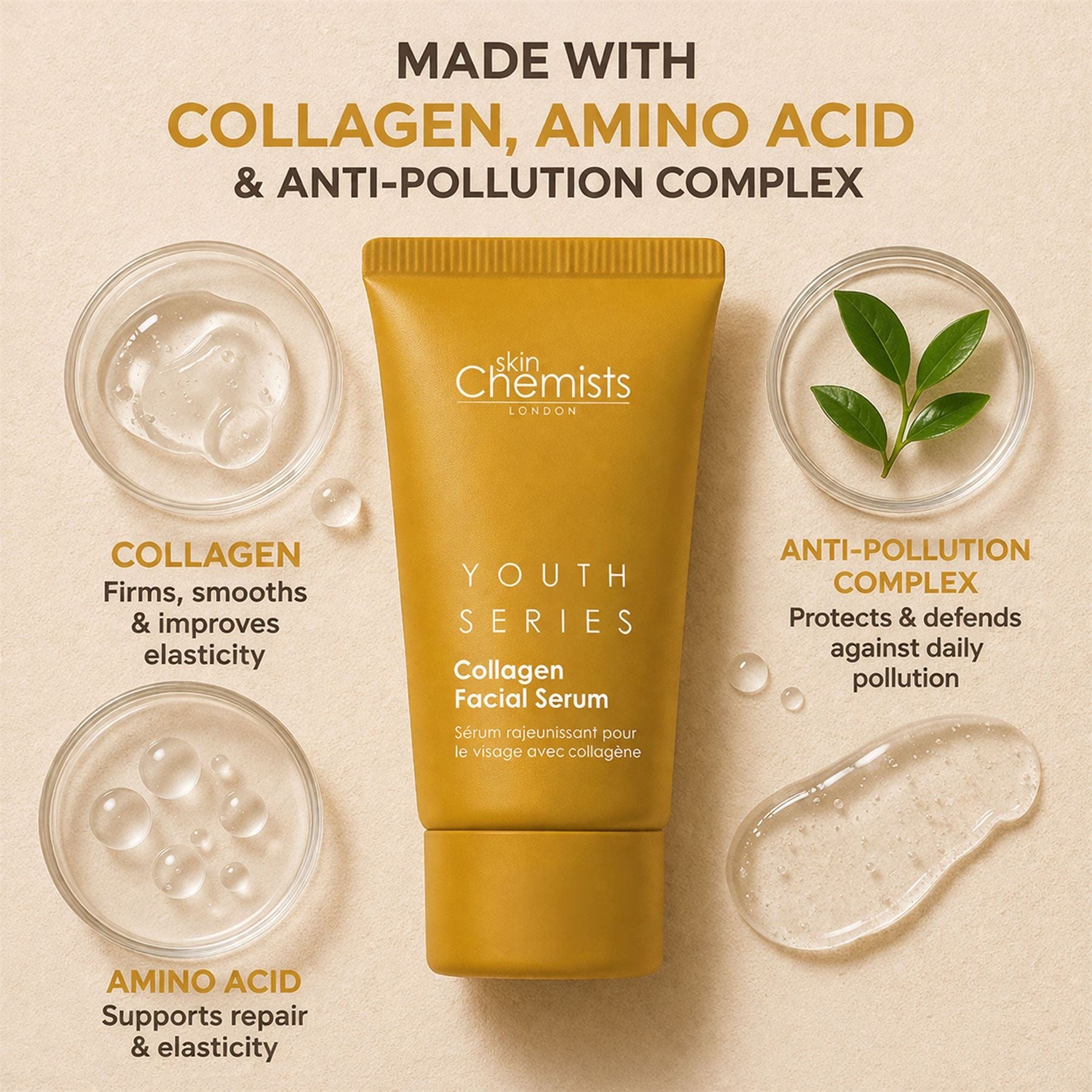 Sérum visage au collagène 2 % de la gamme Jeunesse 30 ml