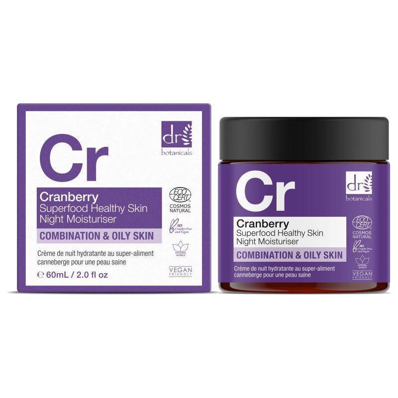 Crème de nuit hydratante pour une peau saine à la canneberge, superaliment 60 ml