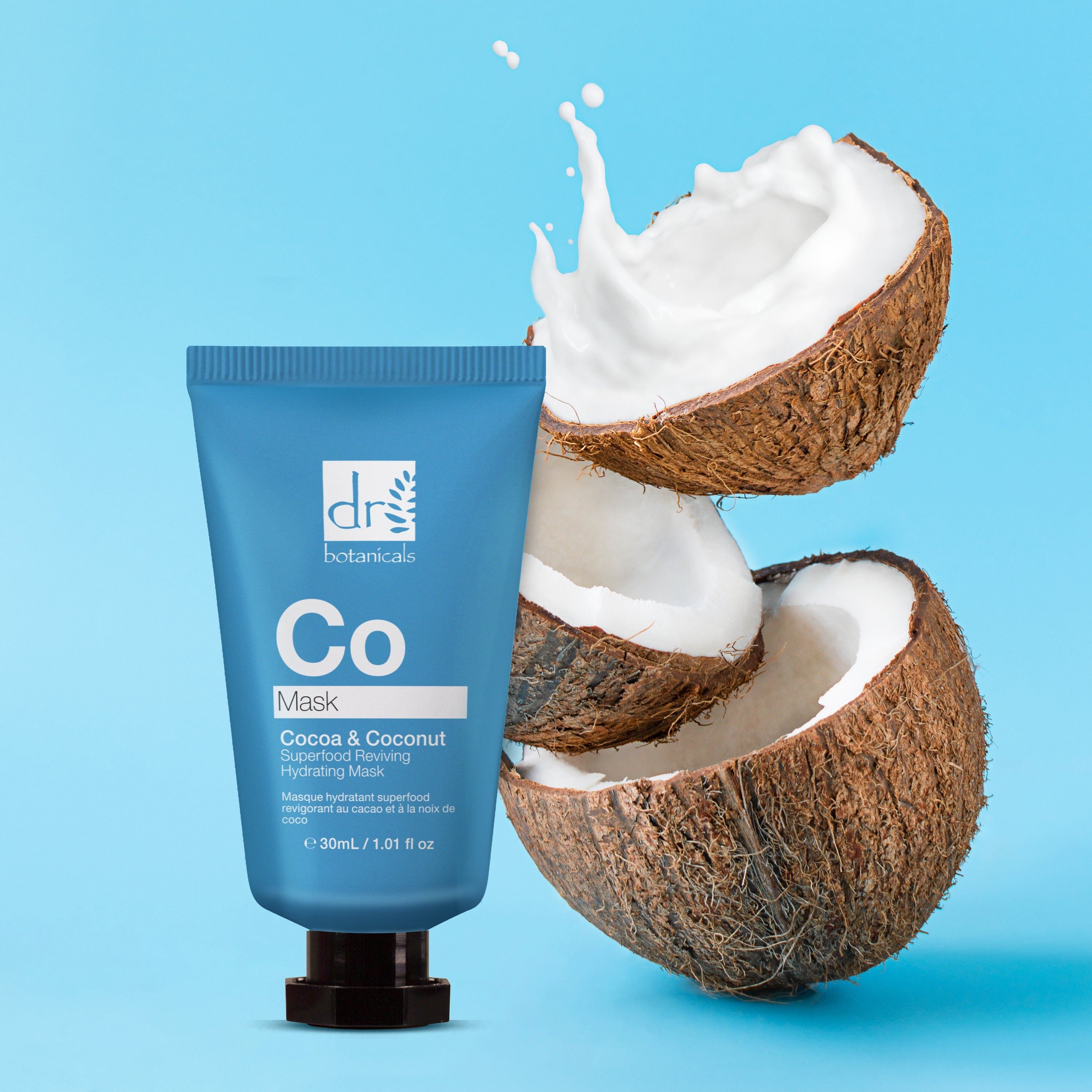 Duo de masques hydratants revitalisants super-alimentaires au cacao et à la noix de coco