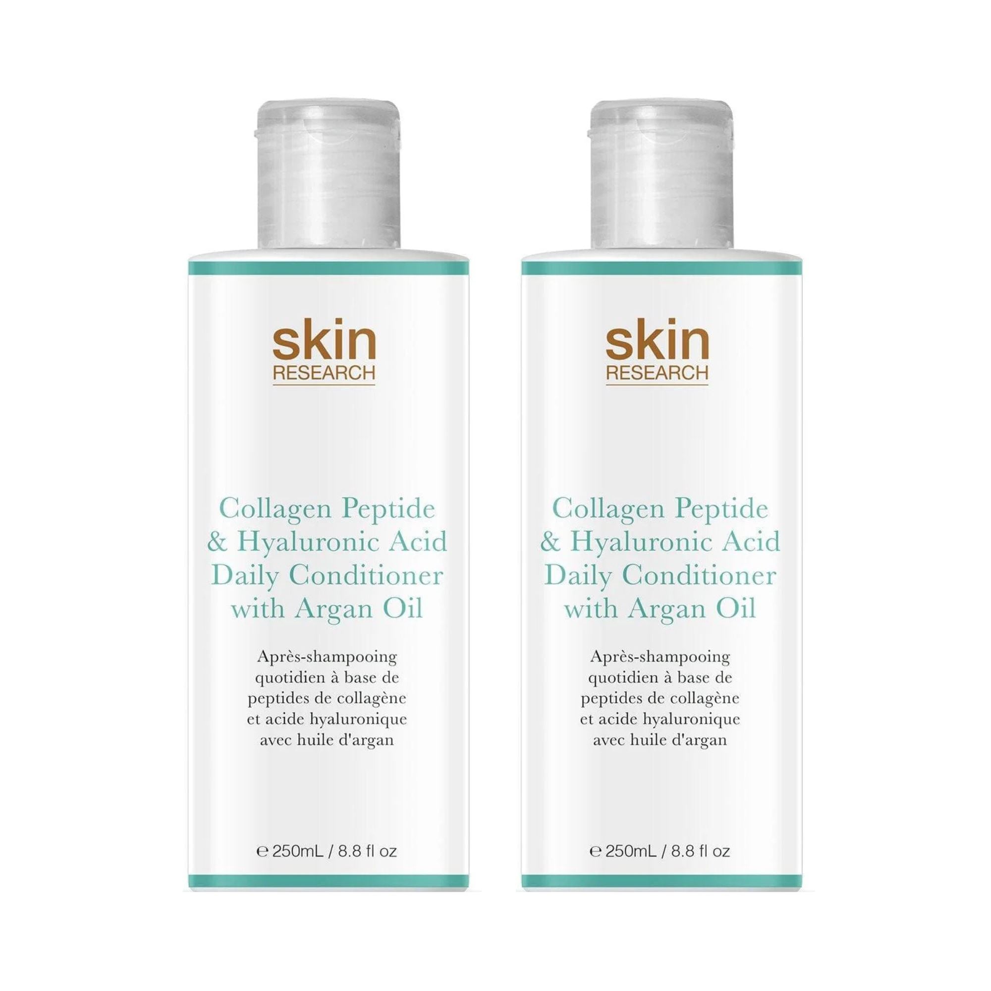 Après-shampoing quotidien au collagène, peptides et acide hyaluronique, enrichi en huile d'argan (250 ml) - Lot de 2 à prix avantageux