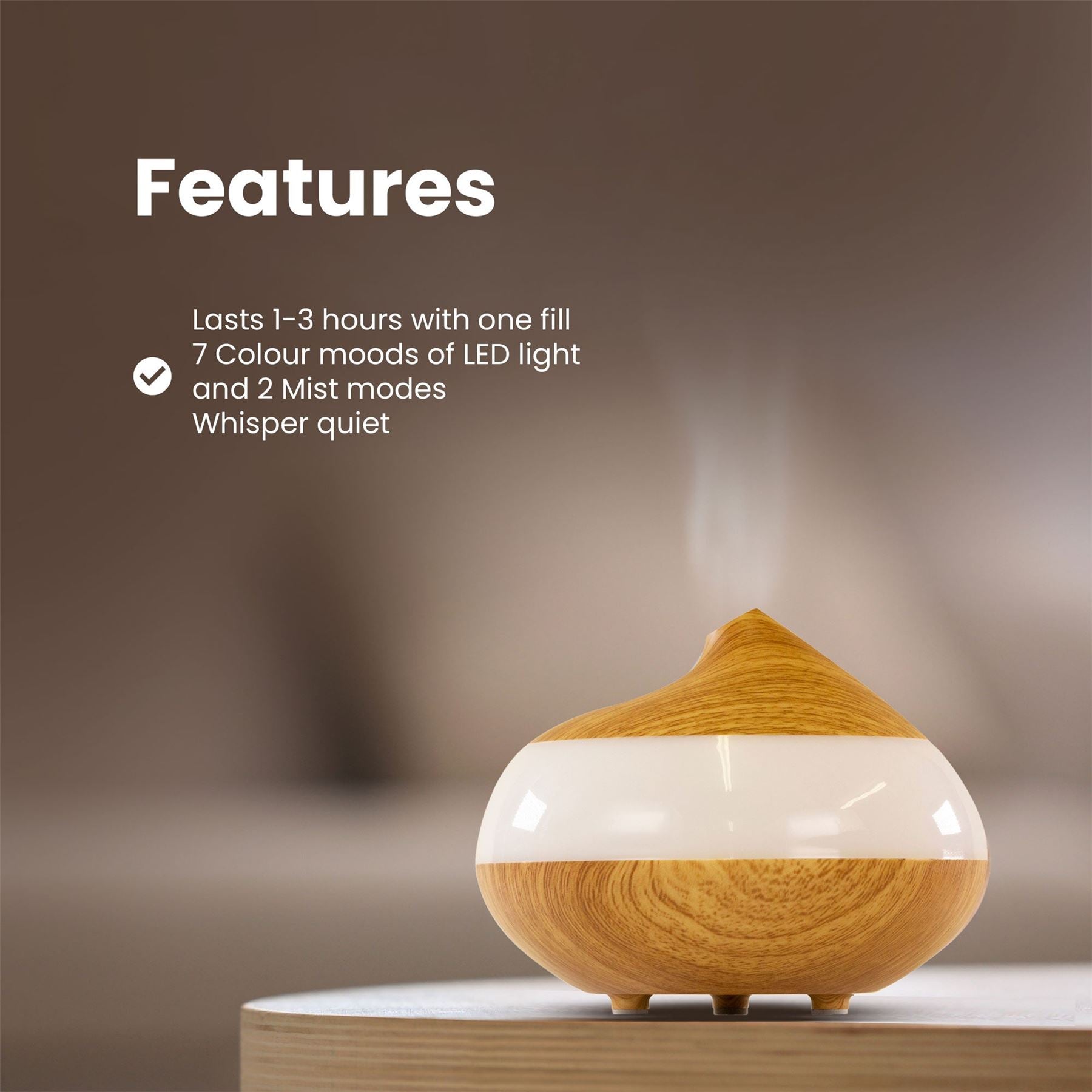 Bio-Balancing Wooden Aroma Digital Diffuser Clear Panel