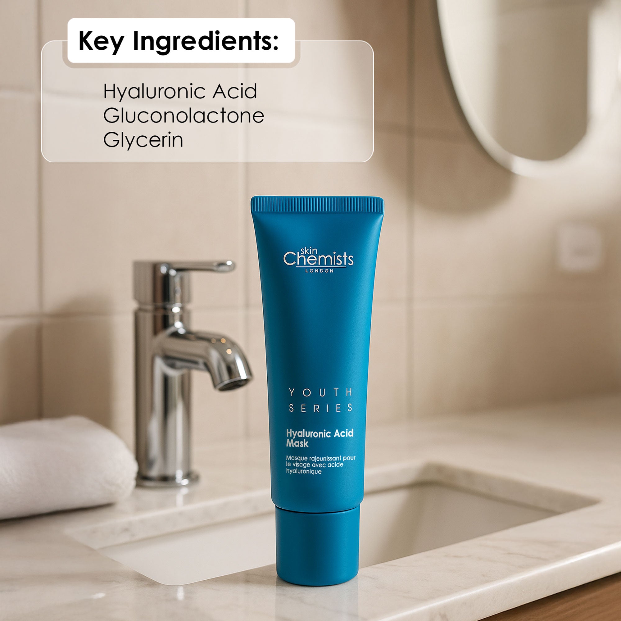Masque à l'acide hyaluronique 1 % de skinChemists 50 ml