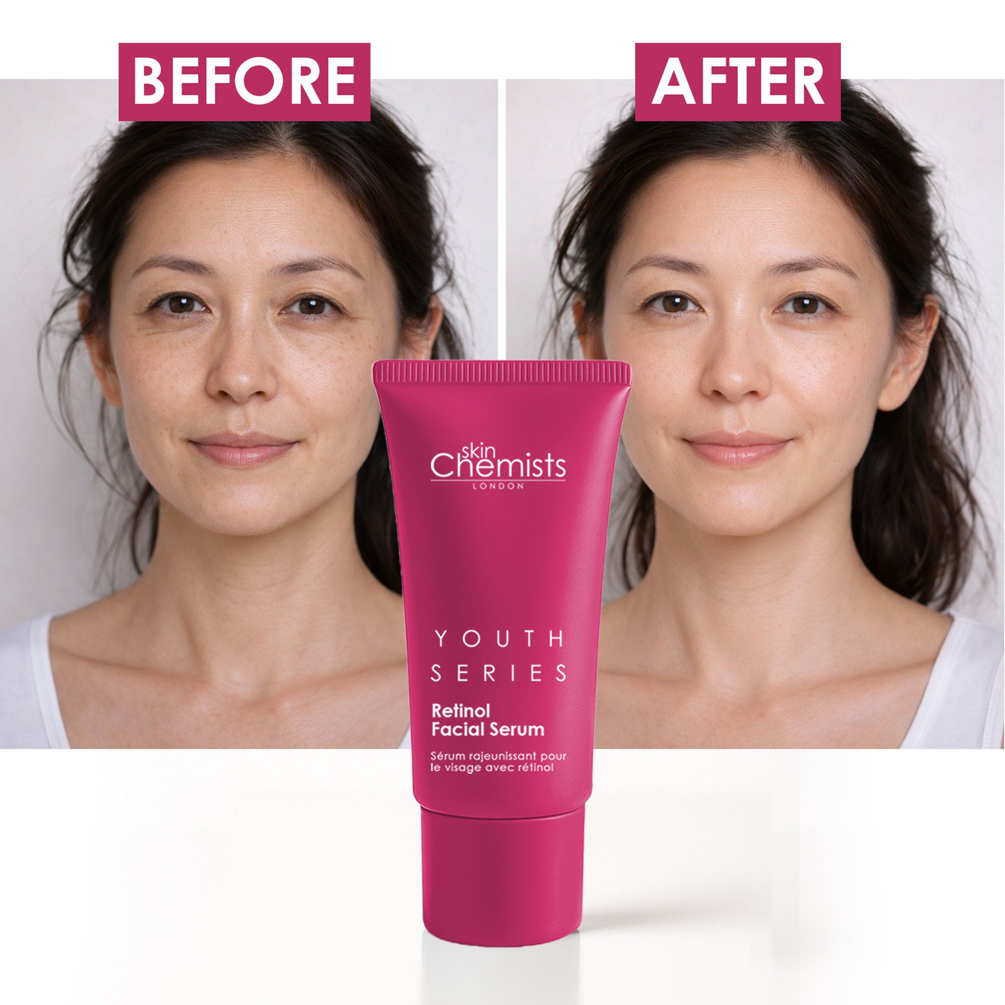 Sérum visage anti-âge double action au rétinol et au bakuchiol skinChemists 30 ml