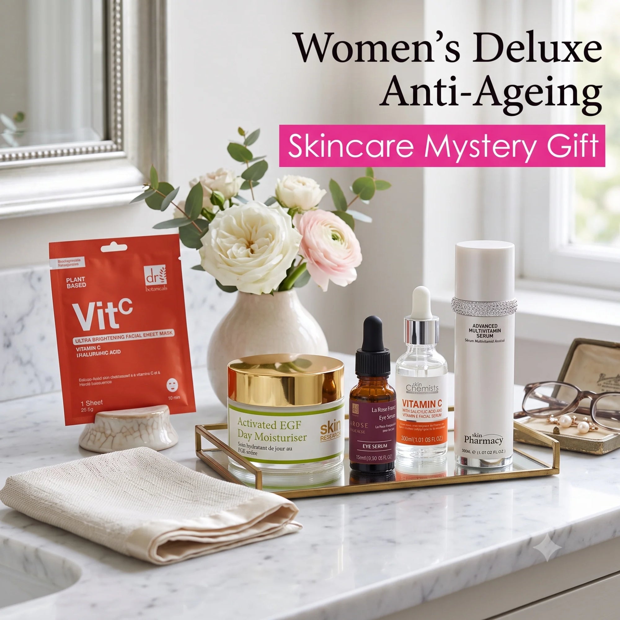 Coffret cadeau mystère de soins anti-âge et beauté de luxe pour femmes