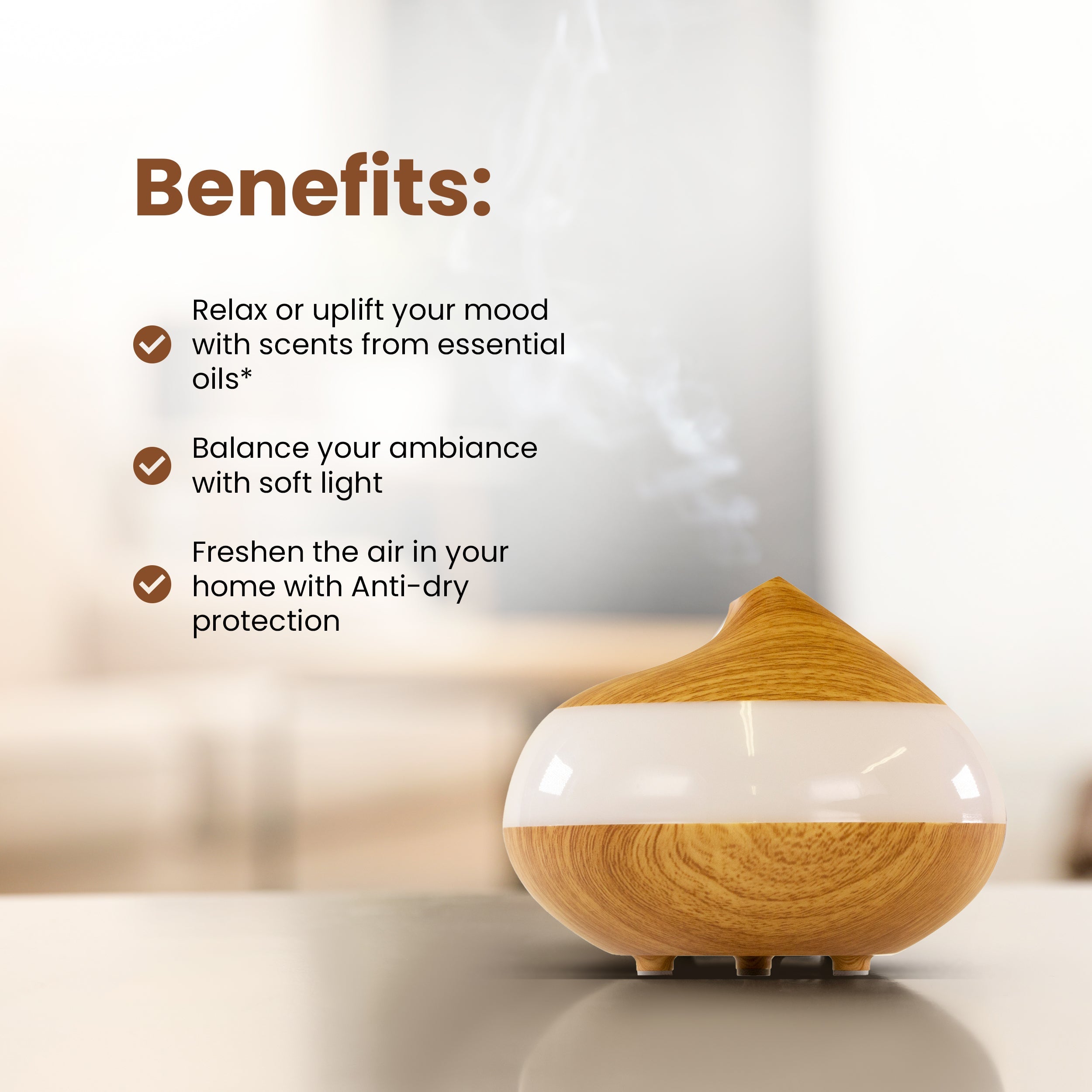 Bio-Balancing Wooden Aroma Digital Diffuser Clear Panel
