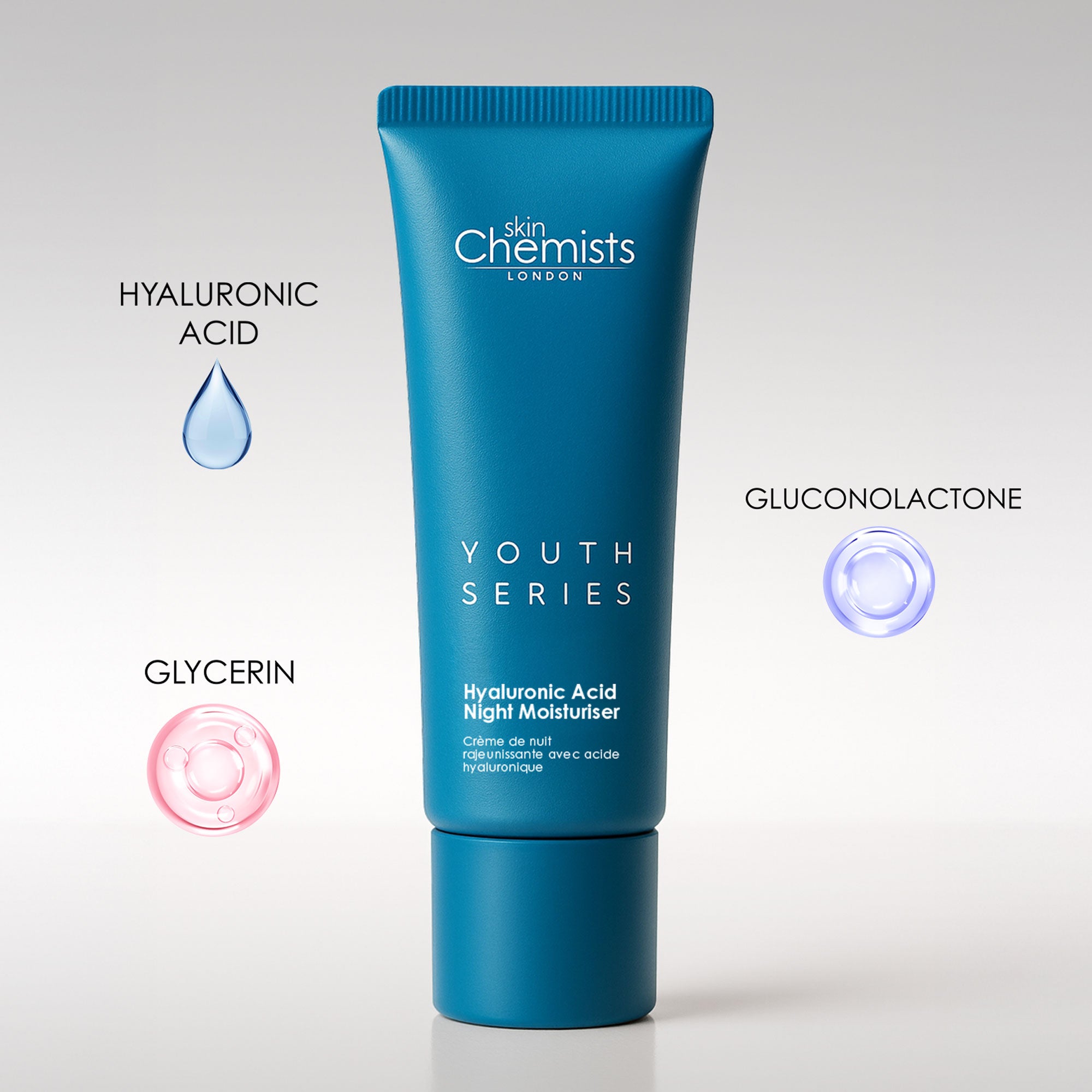 Soin de nuit hydratant à l'acide hyaluronique 1 % Youth Series 50 ml