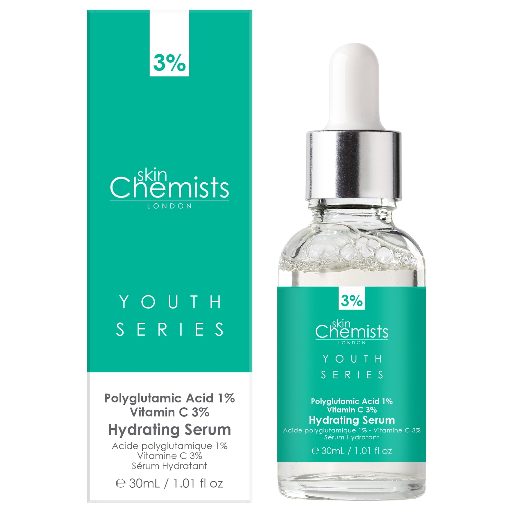 Youth Series Hydrating Serum Polyglutamic Acid 1%, Vitamin C 3% 30ml