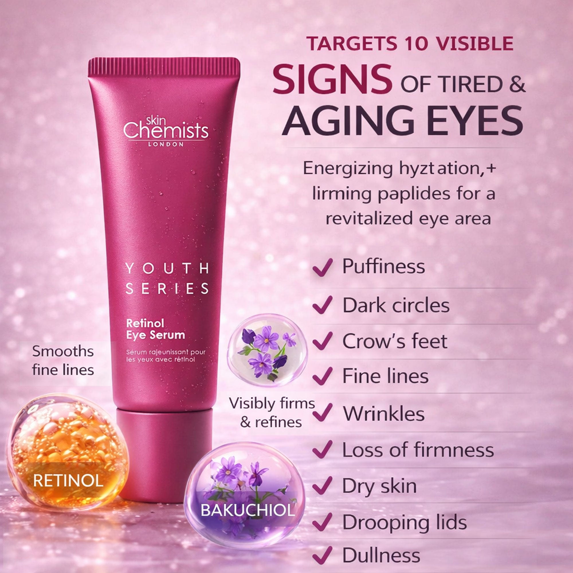 Sérum contour des yeux Youth Series au rétinol et au bakuchiol 15 ml