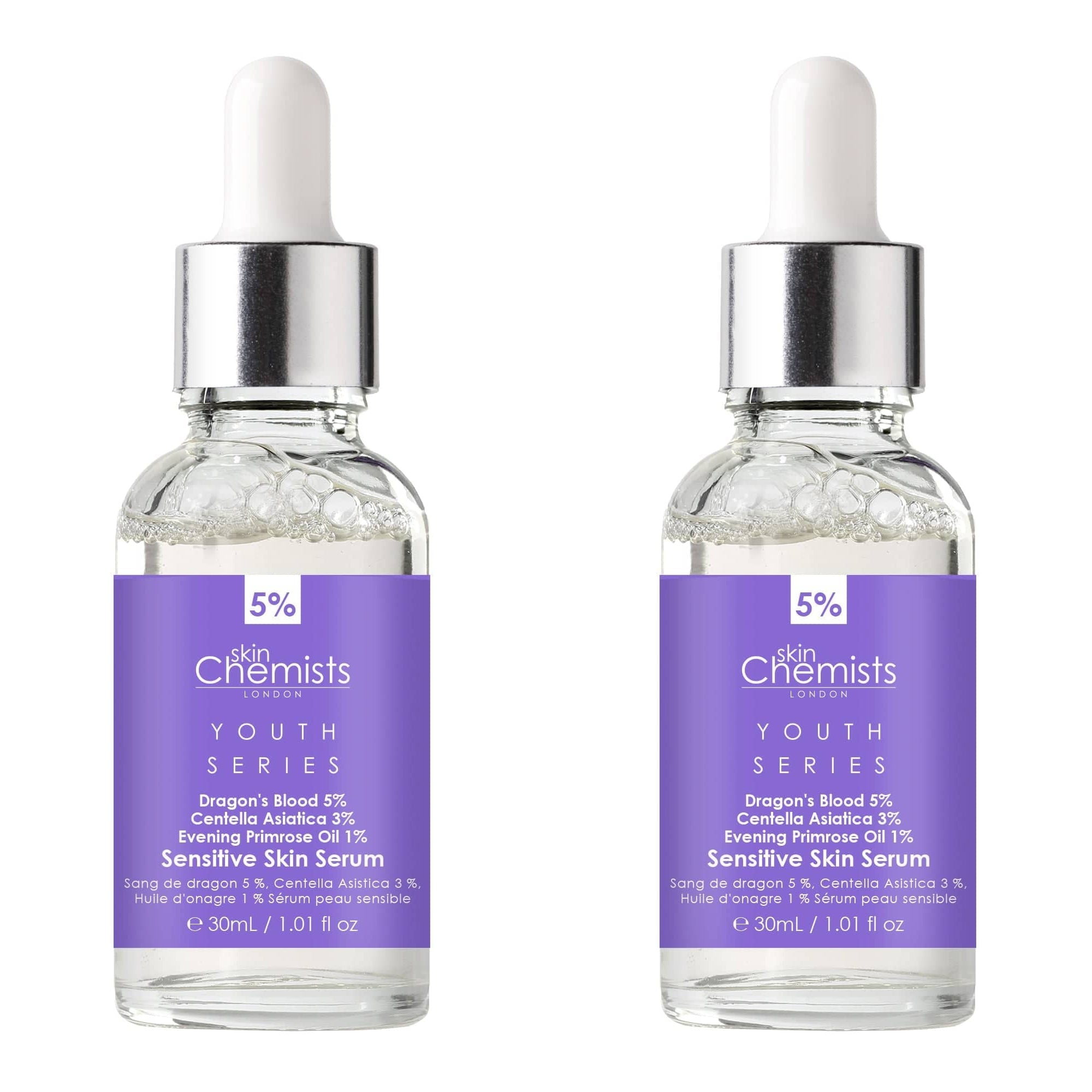 Youth Series Sensitive Skin Serum Dragon's Blood 5%, Centella Asiatica 3%, Evening Primrose Oil 1% 30ml x 2 Duo Pack