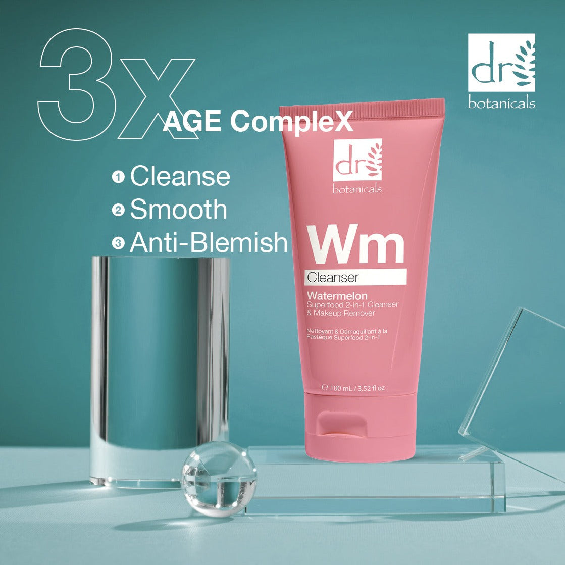 Watermelon Superfood 2-in-1 Cleanser & Makeup Remover 100ml with Glycolic Acid, Salicylic Acid and Lactic Acid