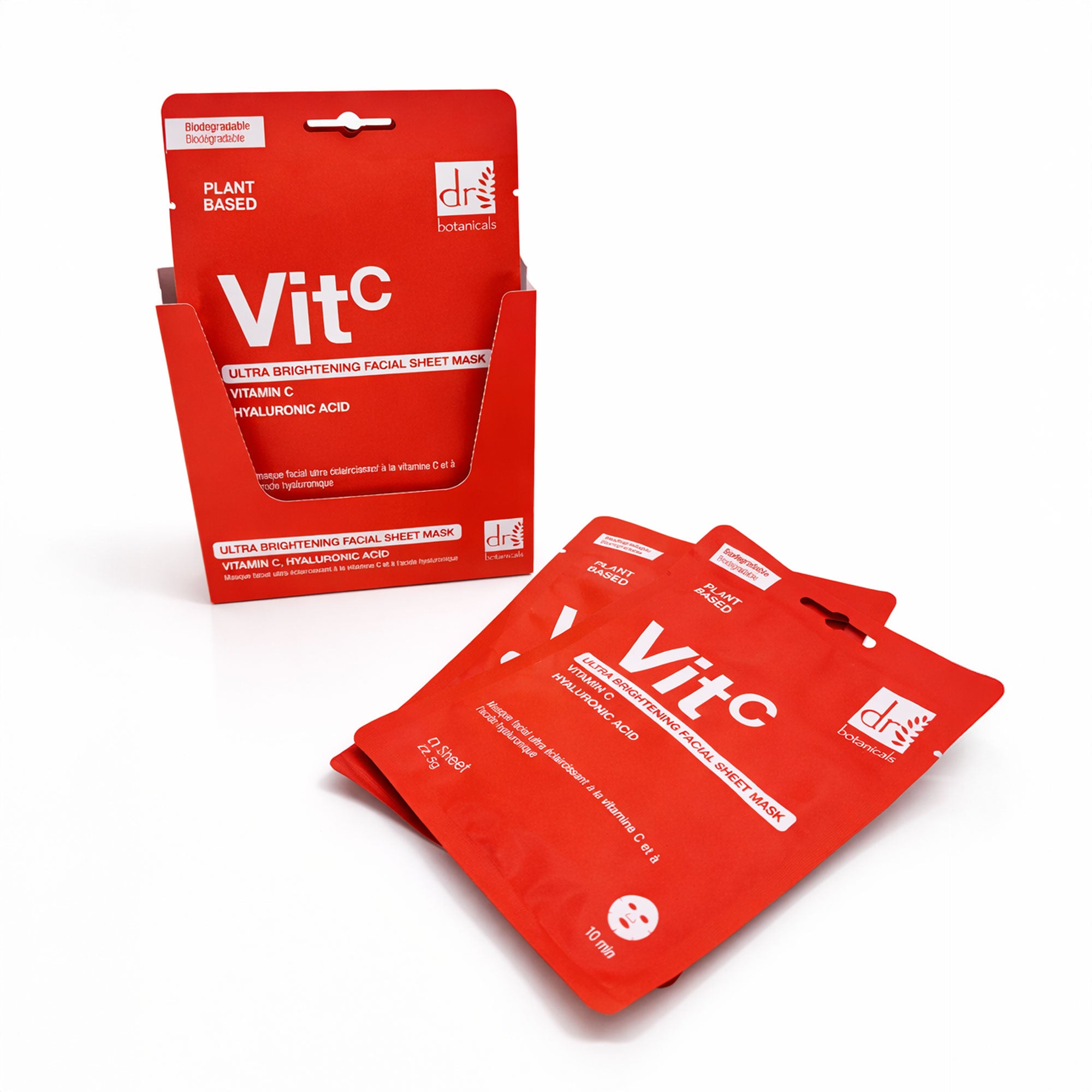 Dr Botanicals Ultra Brightening Facial Mask with Vitamin C and Hyaluronic Acid (Pack of 10)