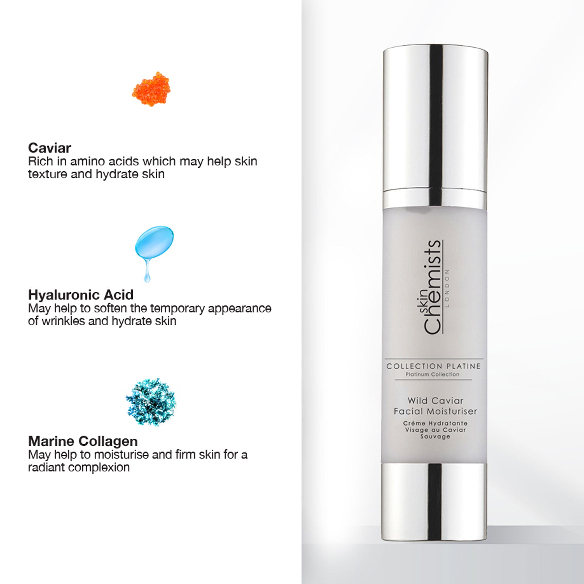 Crème hydratante visage au caviar sauvage 50 ml x 2 (lot de 2)