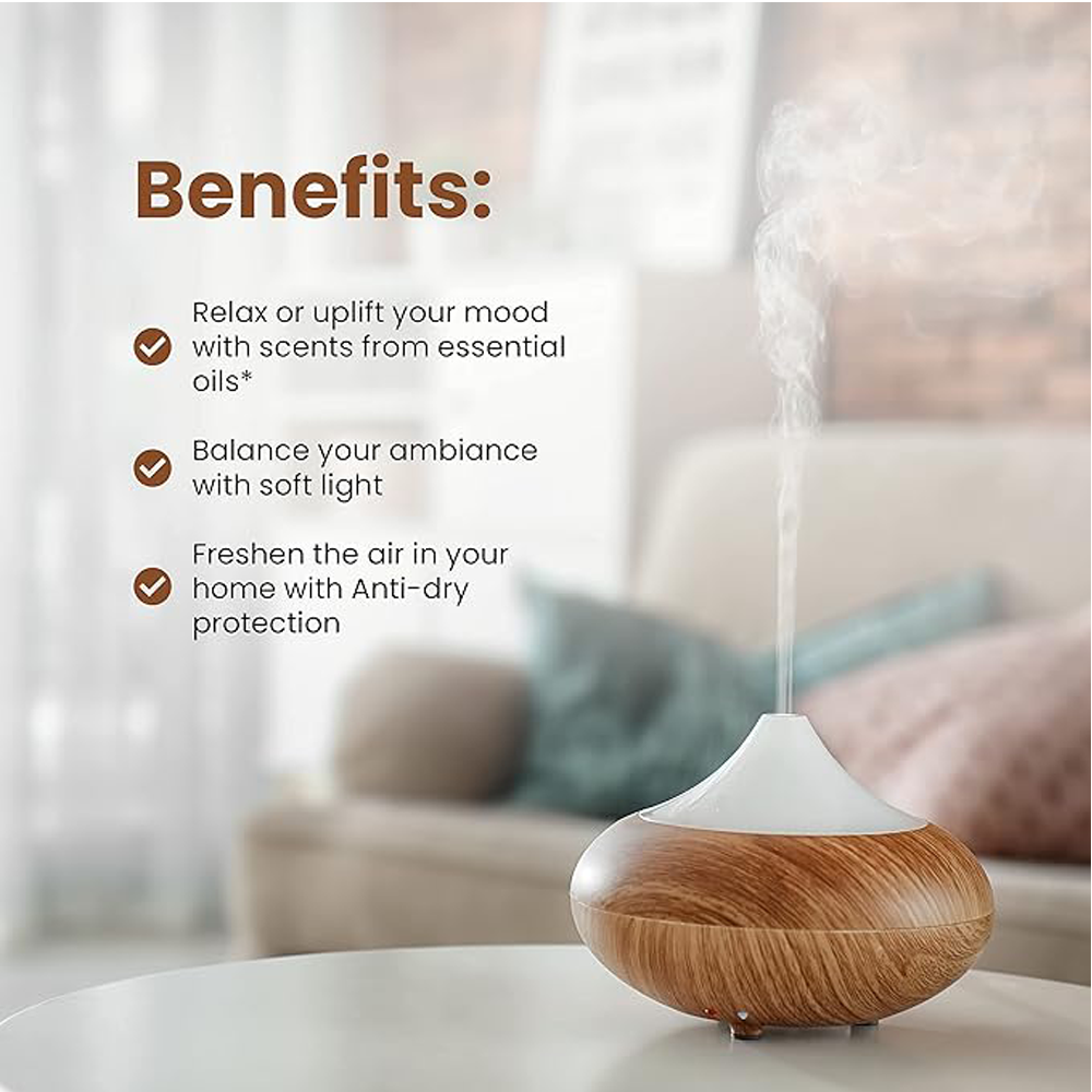 Natural & Calming Wooden Aroma Digital Diffuser Clear Top