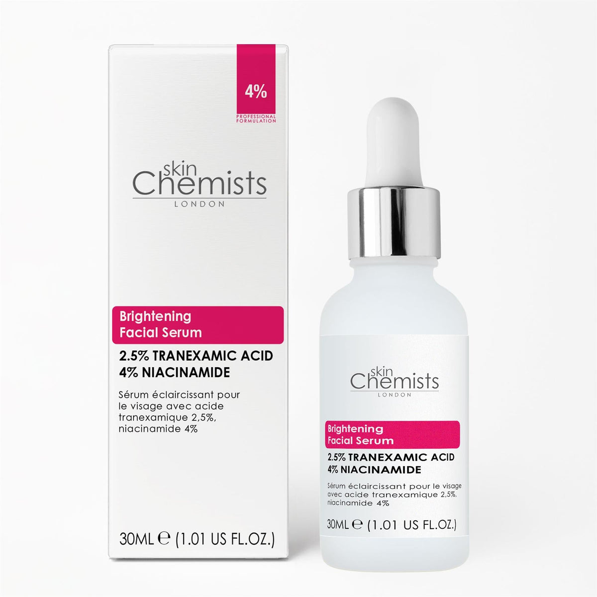 Siero viso illuminante con acido tranexamico 2,5%, 4% e niacinamide 30ml