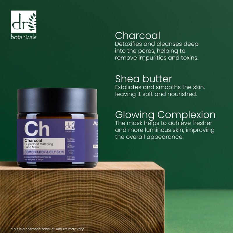 Masque matifiant visage au charbon actif 60 ml
