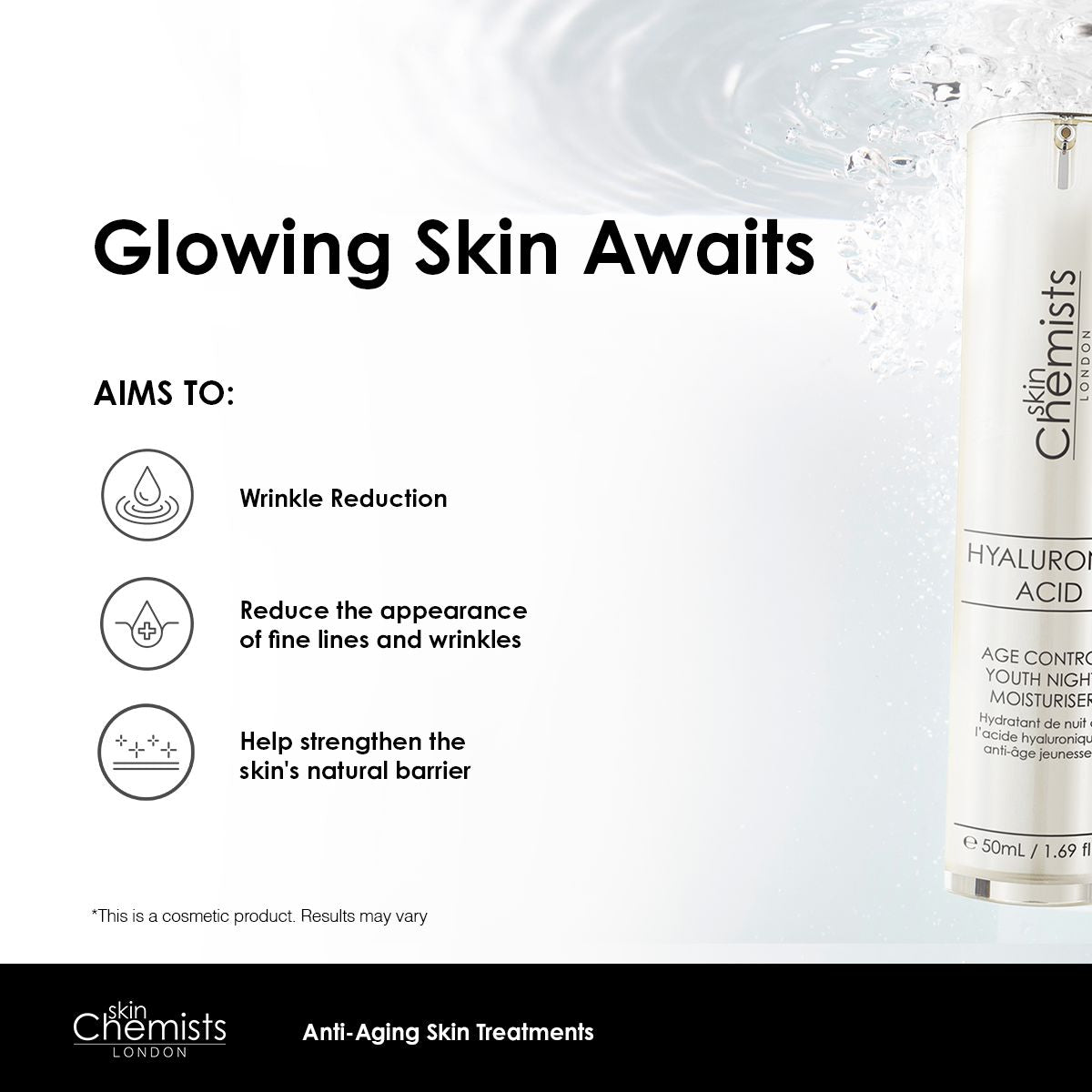 Hyaluronic Acid Age Control Youth Night Moisturiser 50ml Twin Value Savings Pack