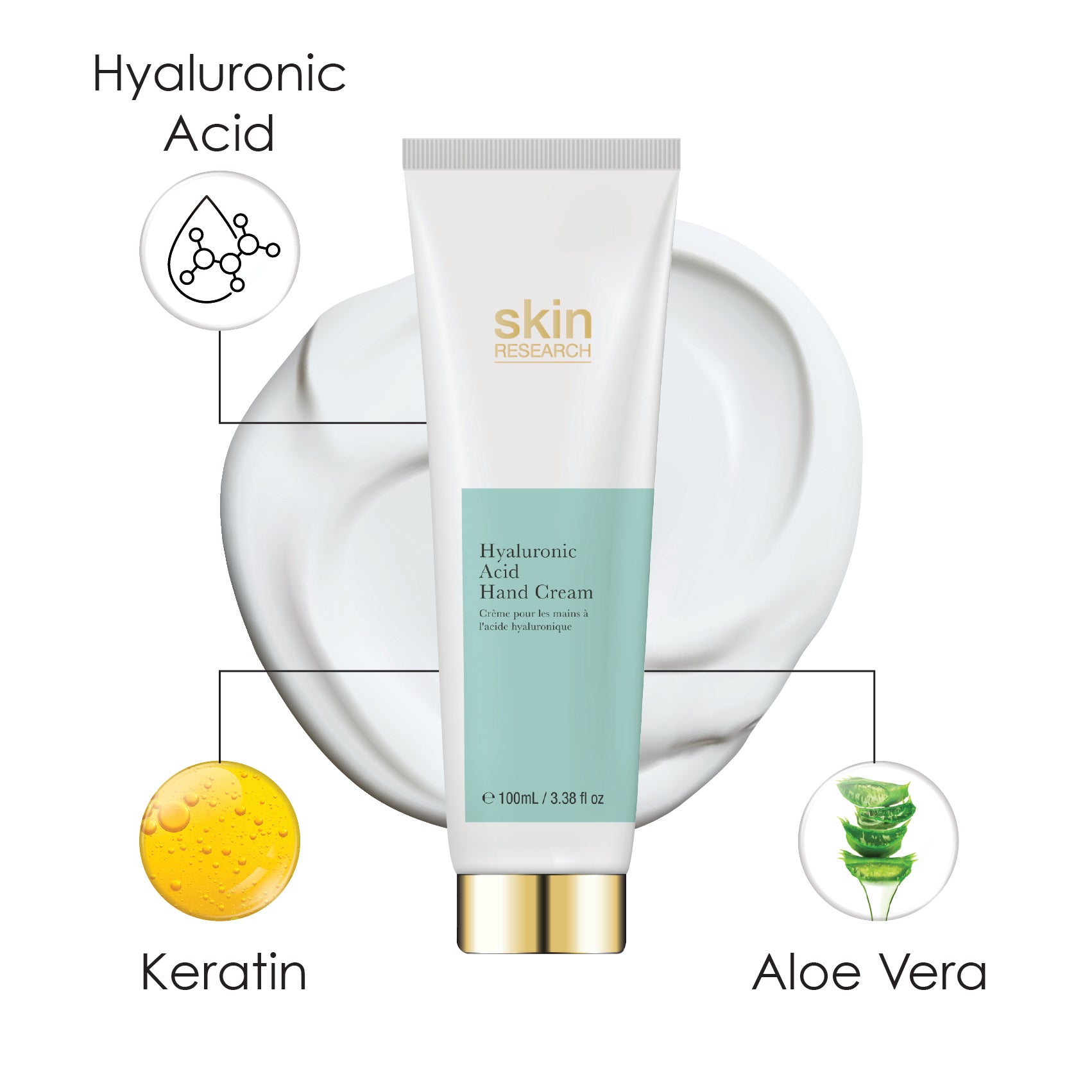 Skin Research Crème pour les mains à l'acide hyaluronique 100 ml 